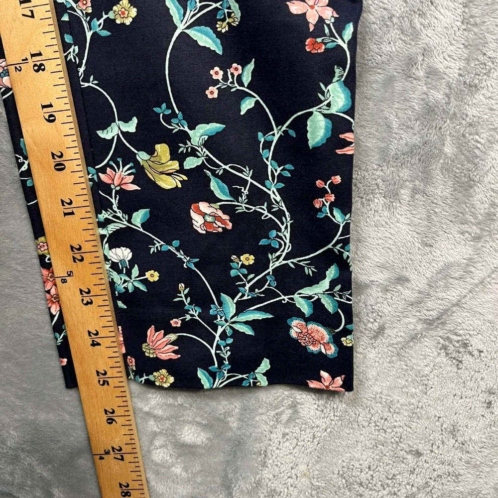 LOFT Riviera Pant Women Navy‎ Blue Floral Julie Fit Cropped Trousers NWT 2